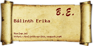 Bálinth Erika névjegykártya
