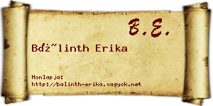 Bálinth Erika névjegykártya